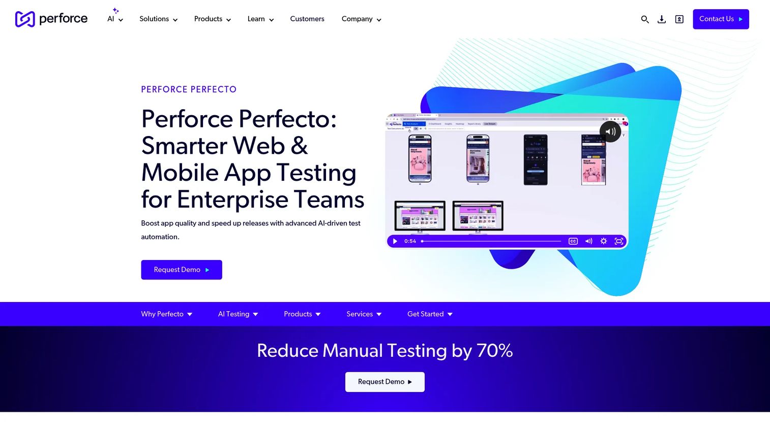Perfecto enterprise mobile app testing dashboard