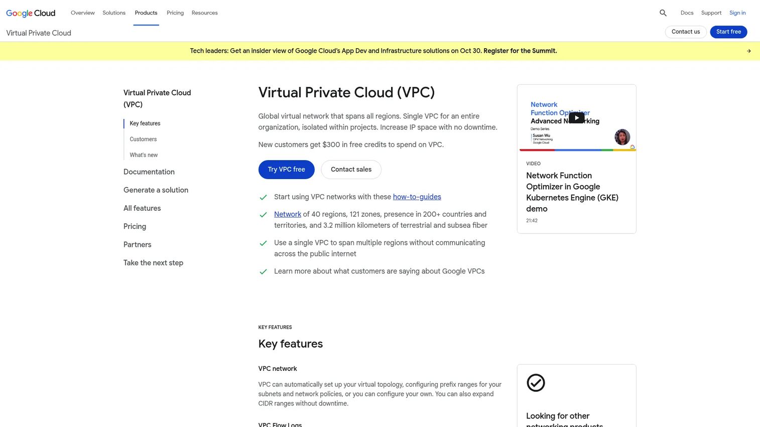 Google Cloud VPC network spanning multiple regions with isolated subnets