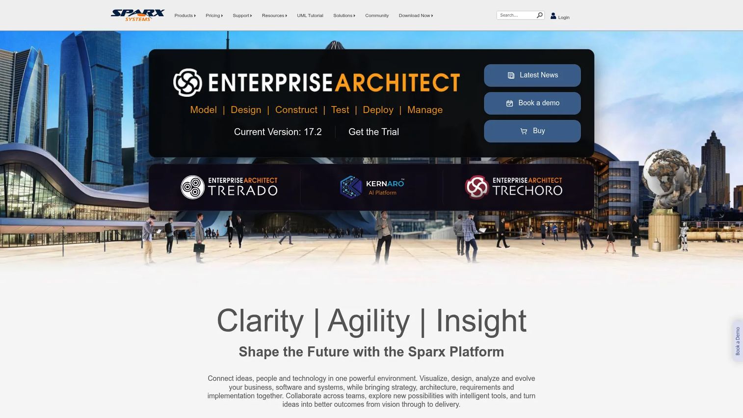 Enterprise Architect homepage showing collaborative modeling and design platform