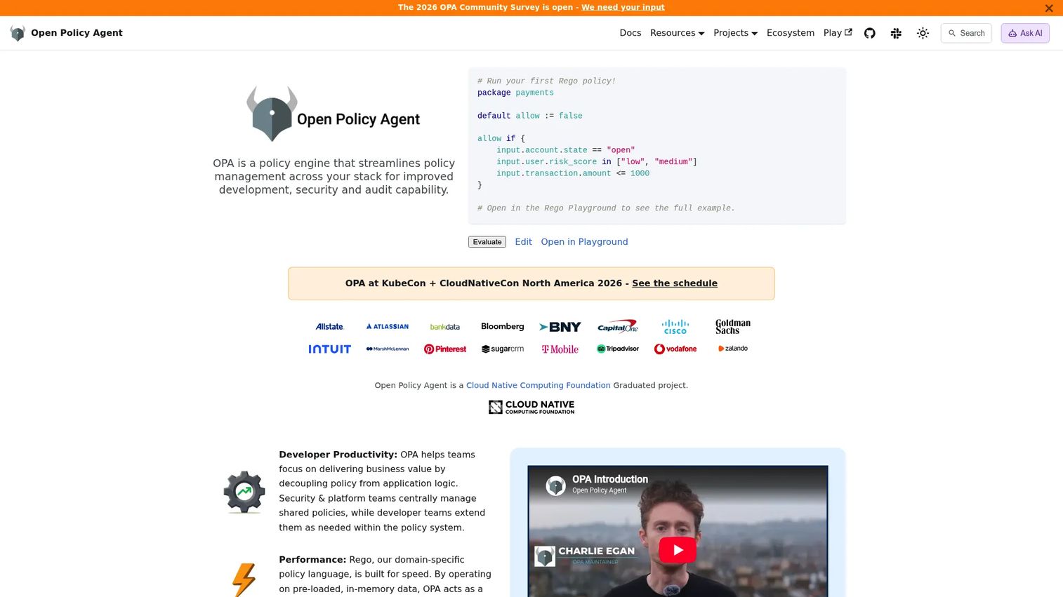 Open Policy Agent policy as code decision workflow