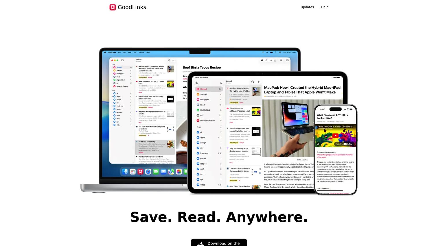 GoodLinks bookmark manager on an Apple device