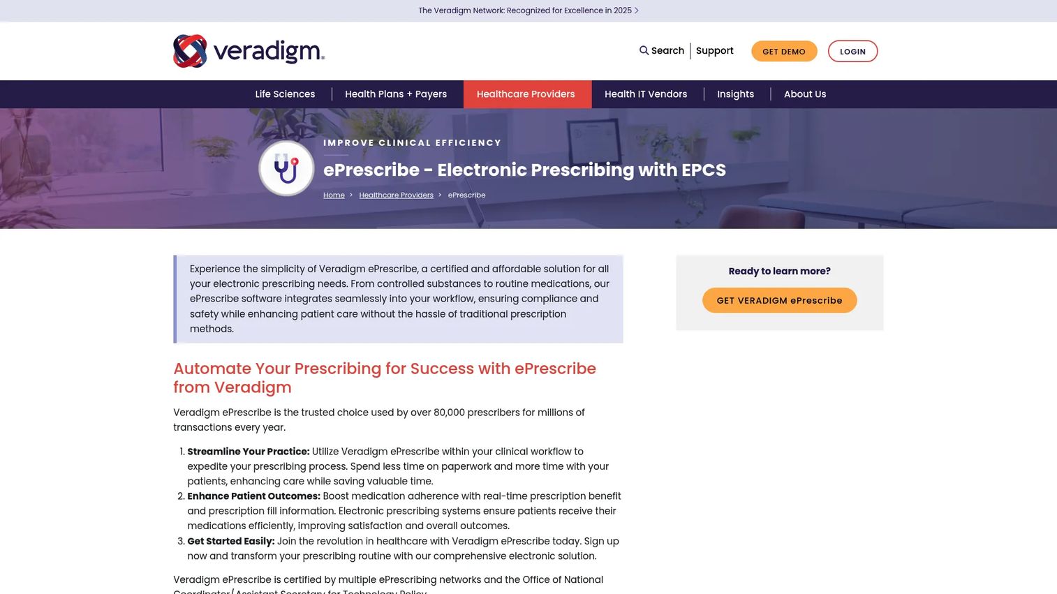 Veradigm ePrescribe patient-specific prescription benefit workflow