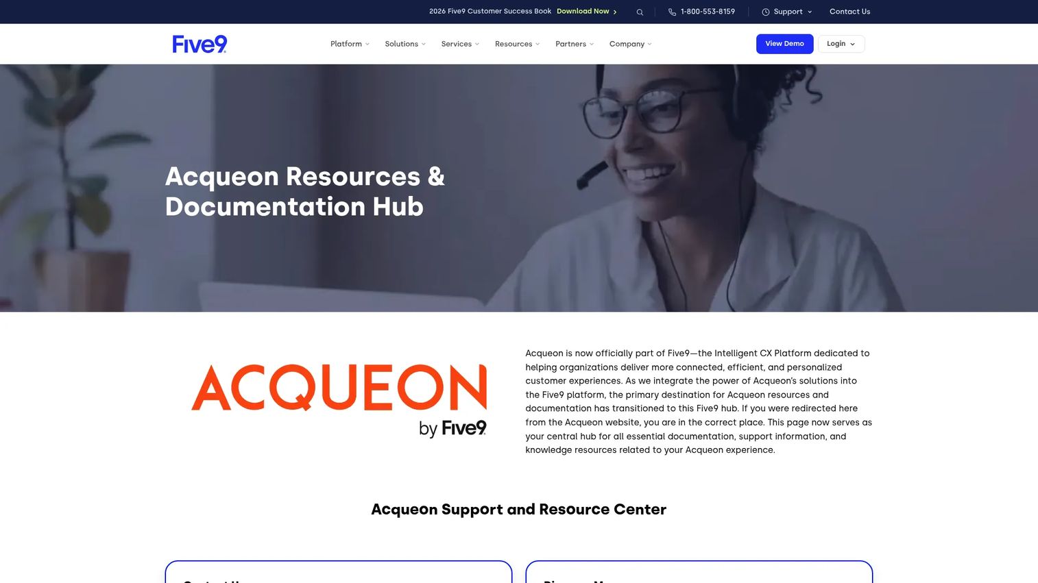Acqueon homepage screenshot