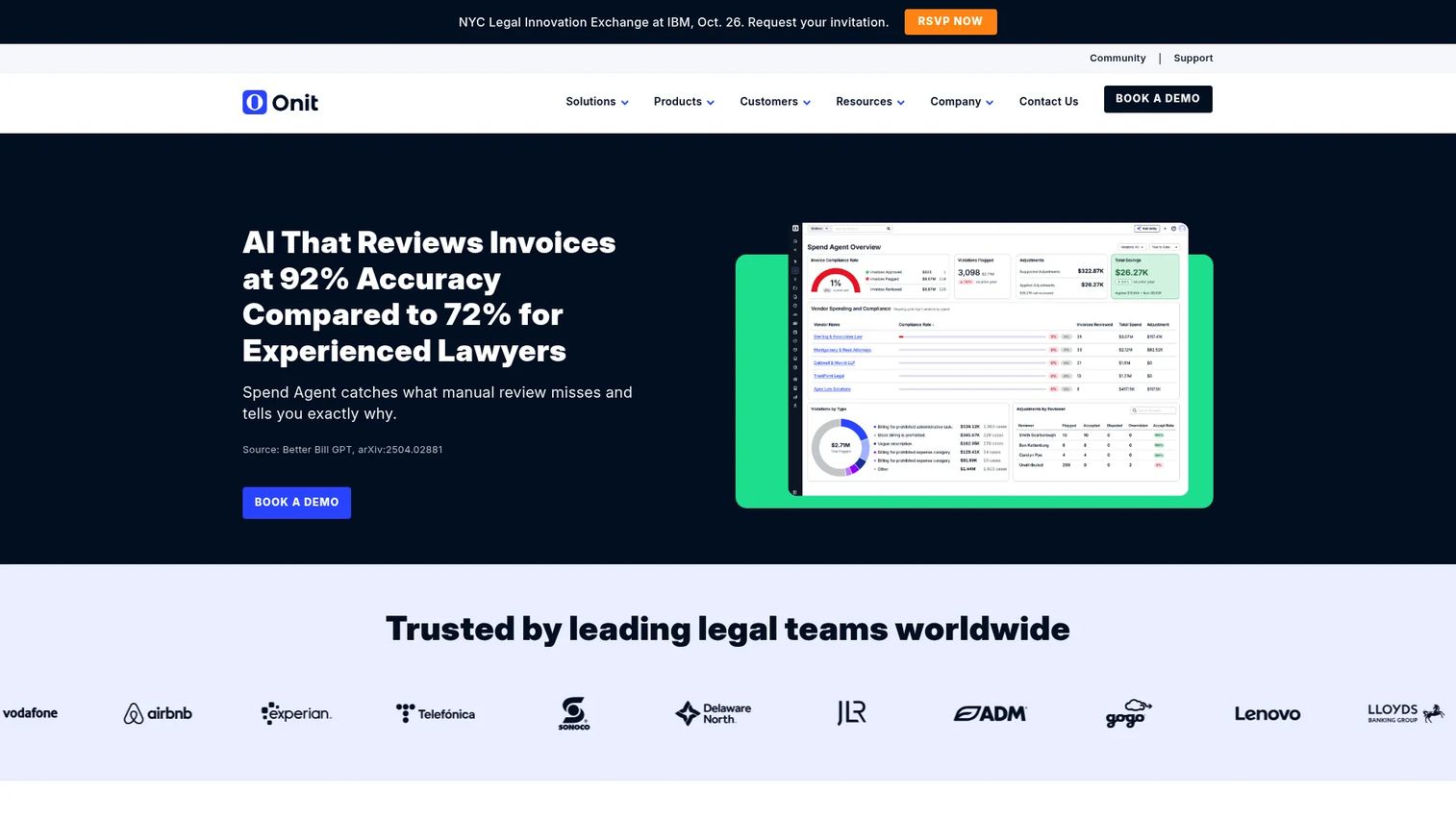 OnitX Enterprise Legal Management platform by Onit