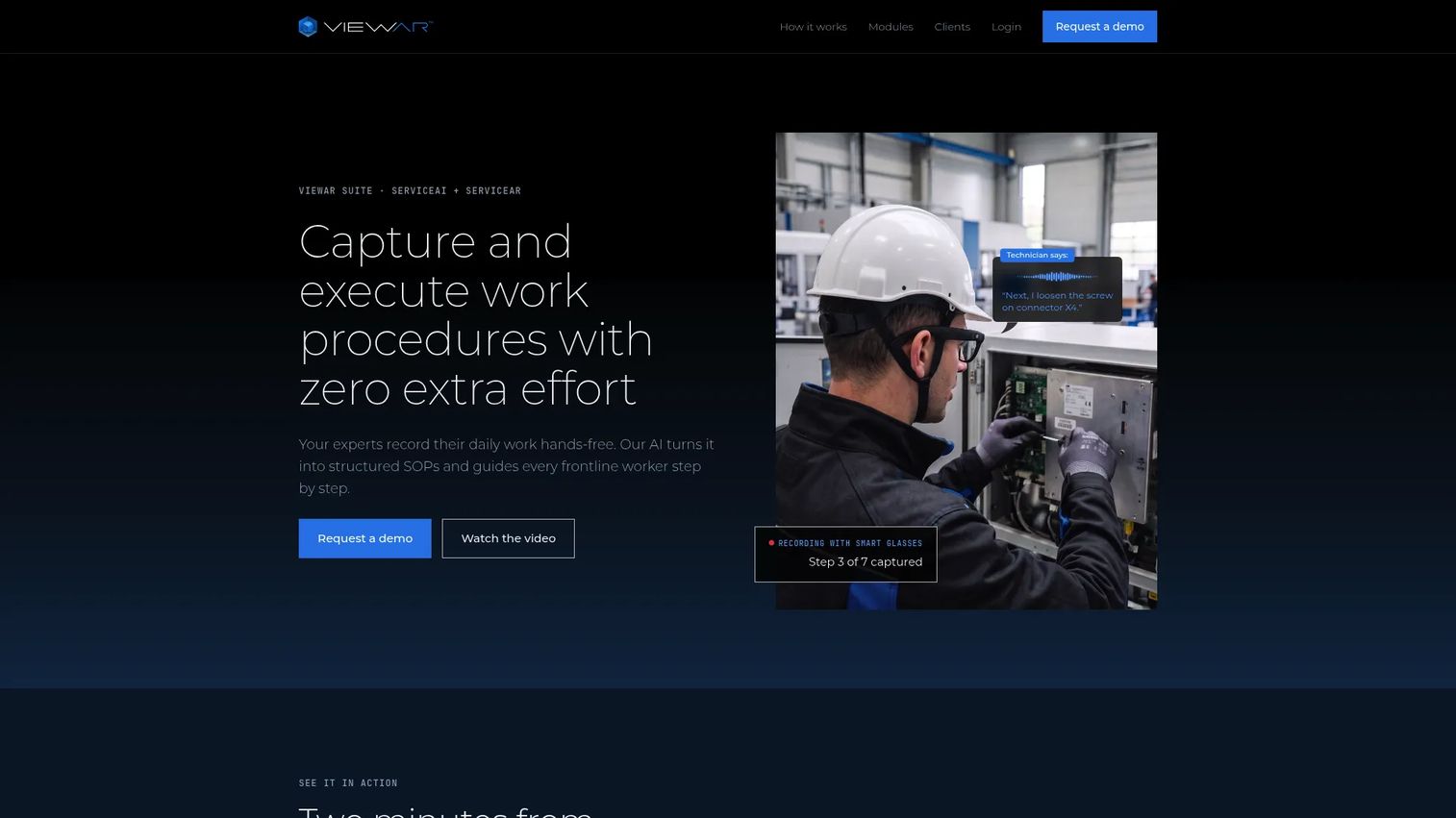 VIEWAR platform showing industrial AR workflow and navigation application