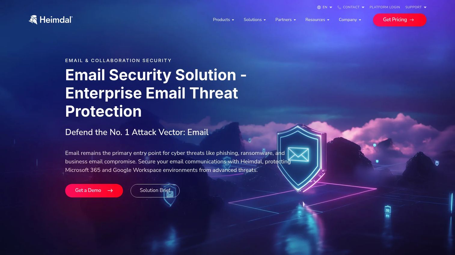 Heimdal Email Security homepage screenshot