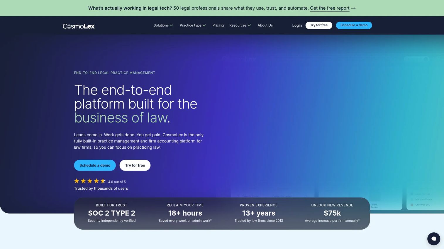 CosmoLex practice management and trust accounting software