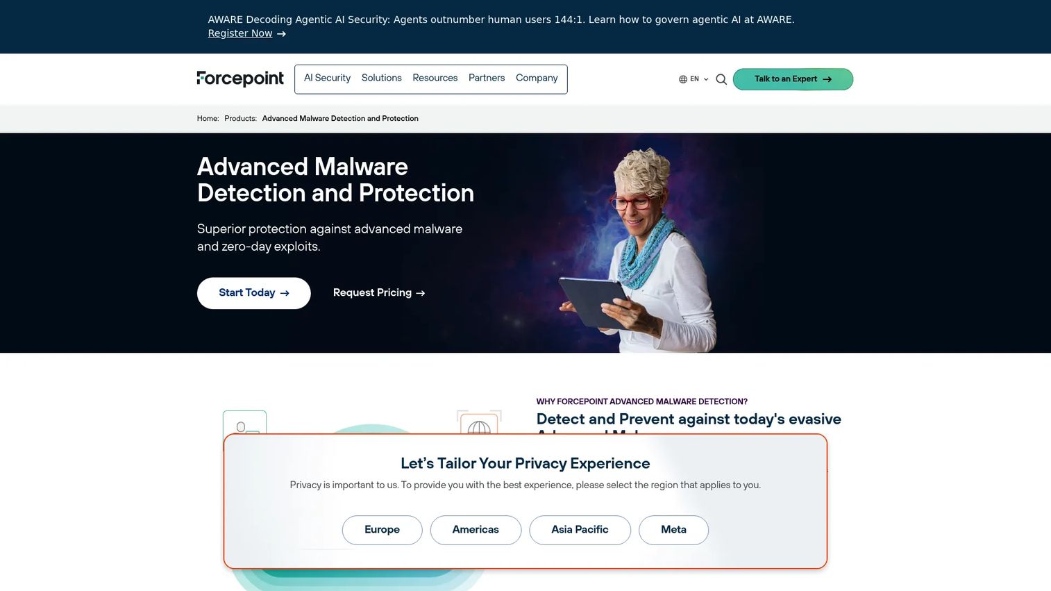 Forcepoint Advanced Malware Detection threat analysis dashboard