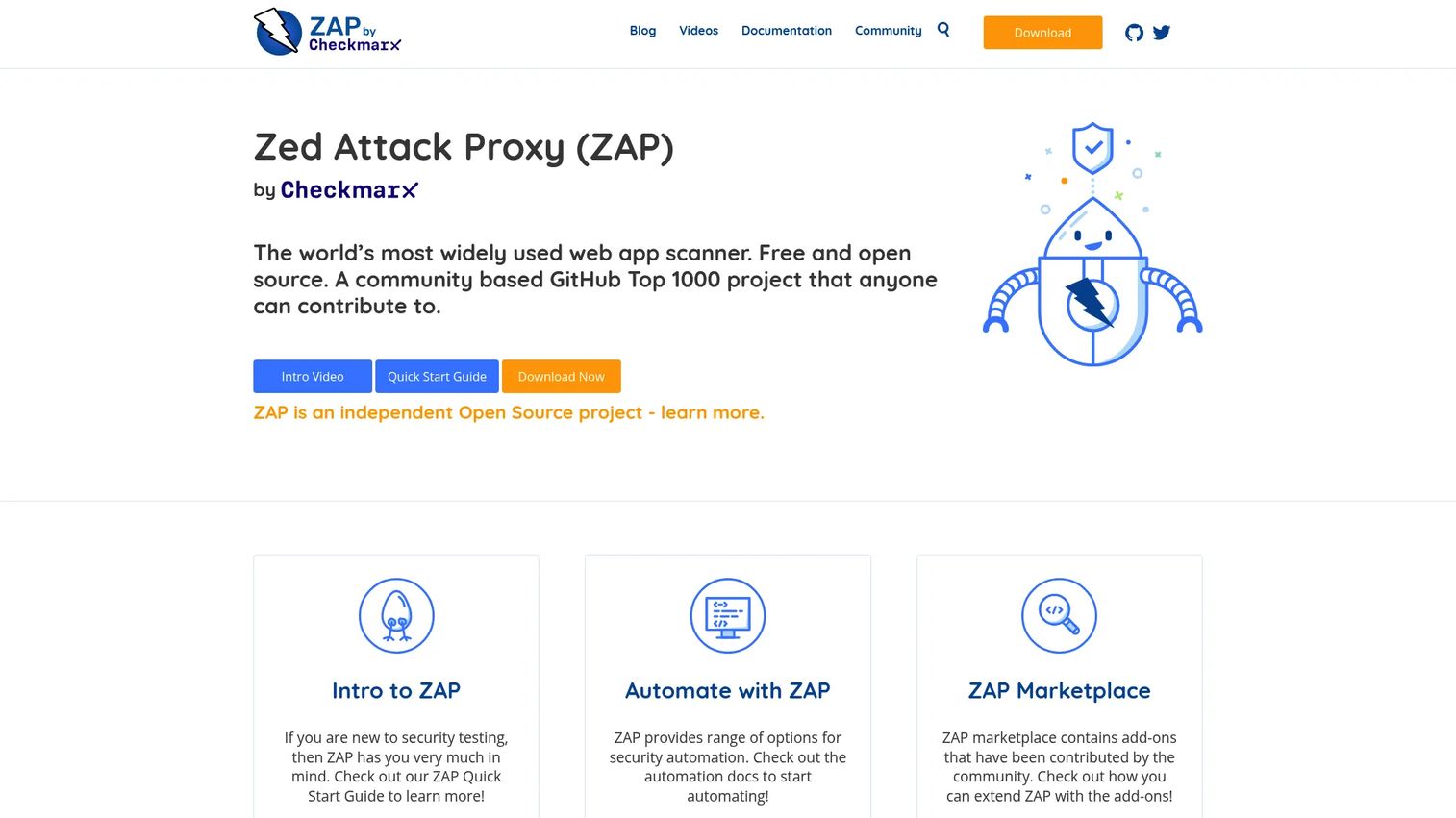 Zed Attack Proxy interface for open-source API security testing