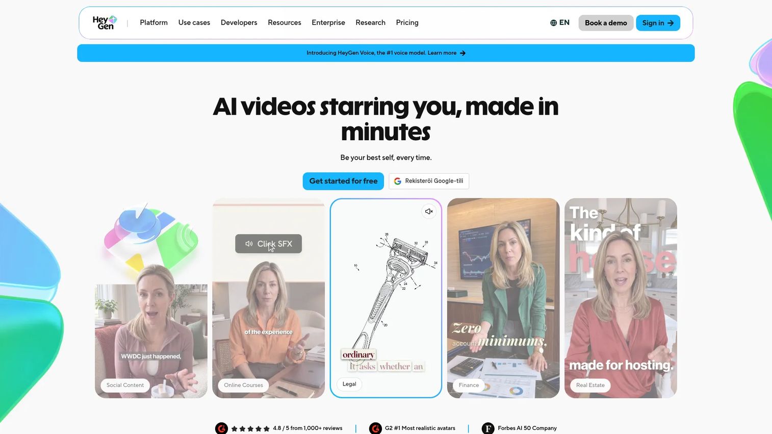 HeyGen AI avatar product demo video creator