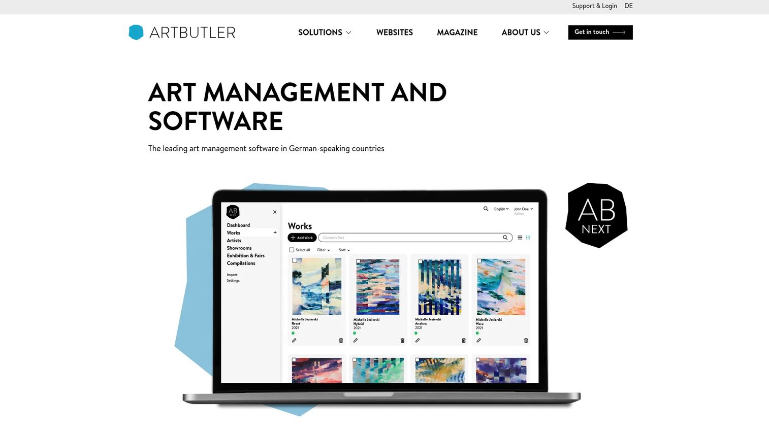 Artbutler gallery management interface for artwork inventory and collector communication