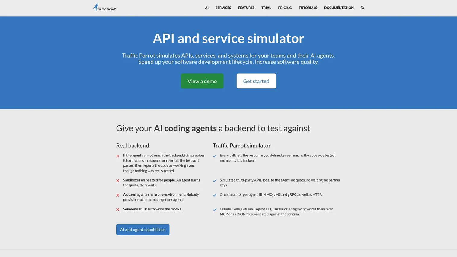Traffic Parrot API and service simulator for testing asynchronous and legacy integrations