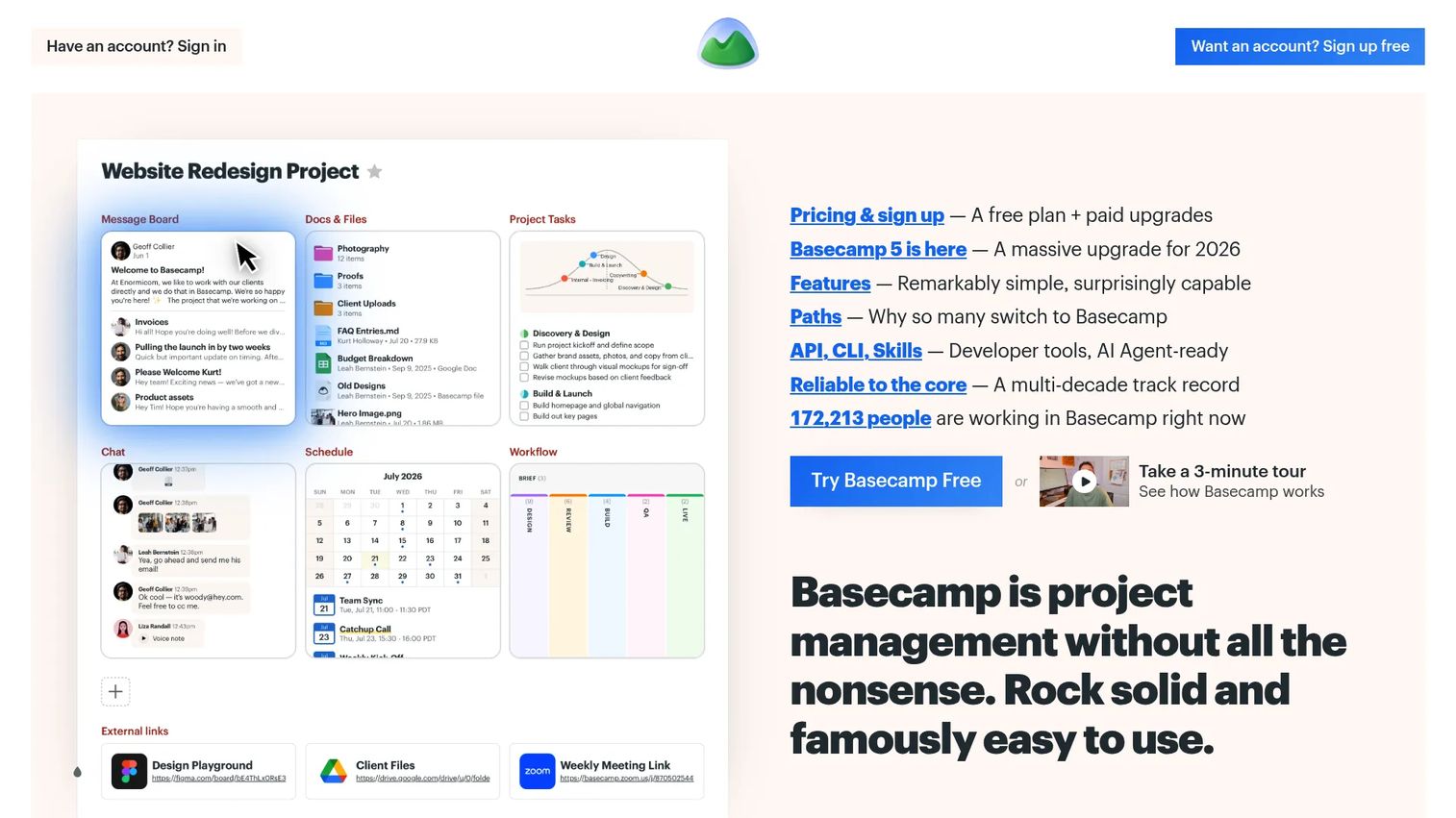 Basecamp project schedule and to-do view