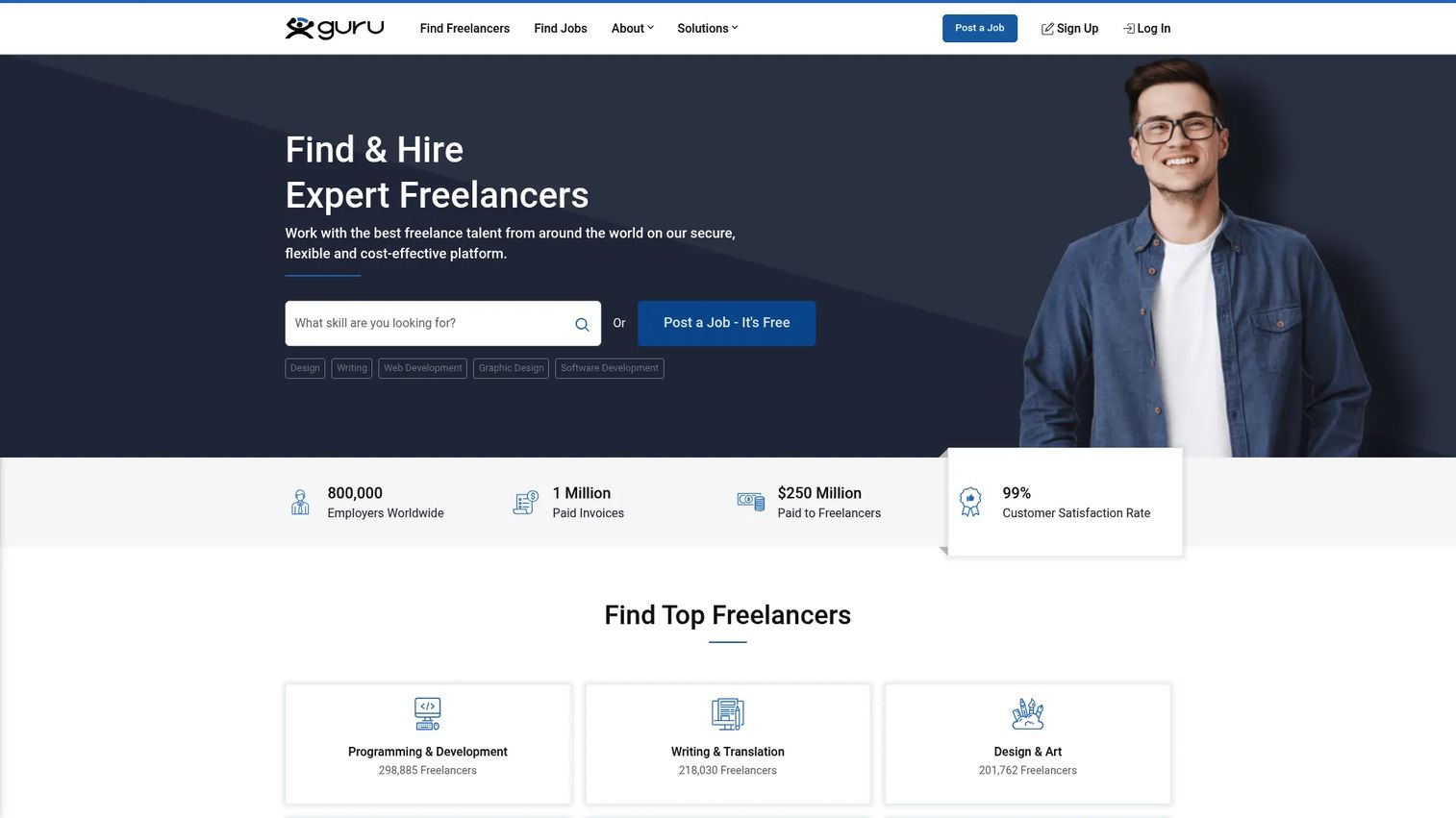 Guru homepage screenshot
