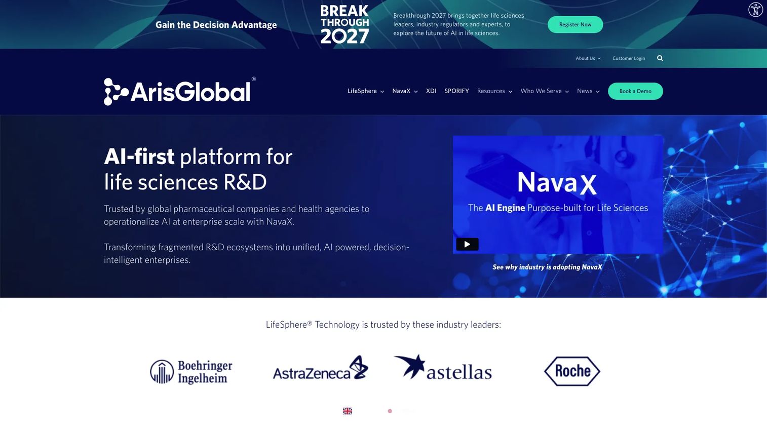 ArisGlobal homepage screenshot