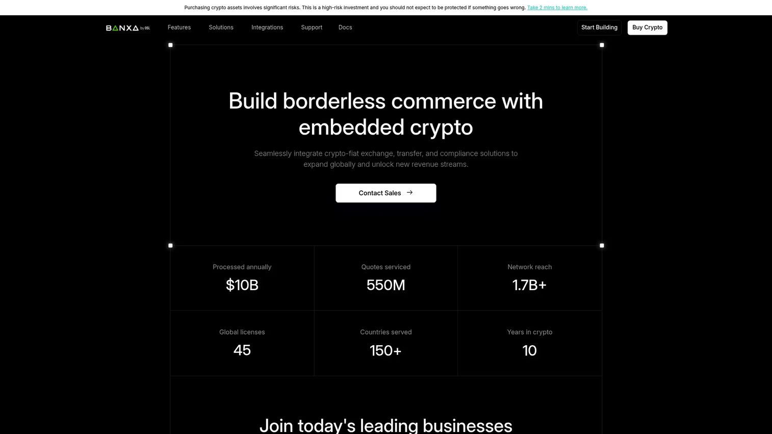 BANXA homepage screenshot