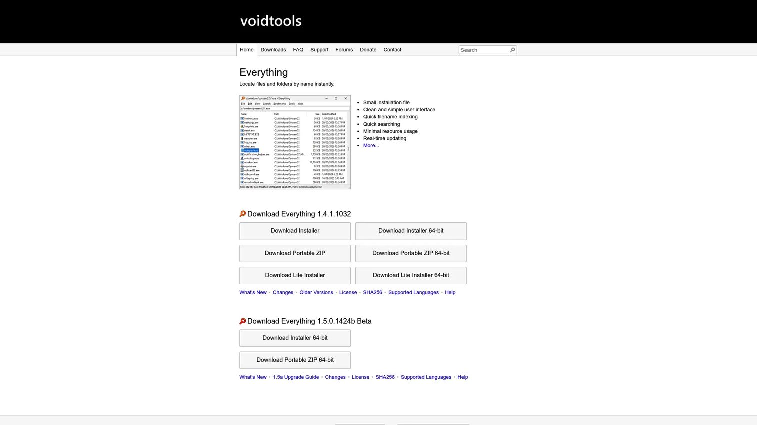 Everything desktop search interface showing instant file results