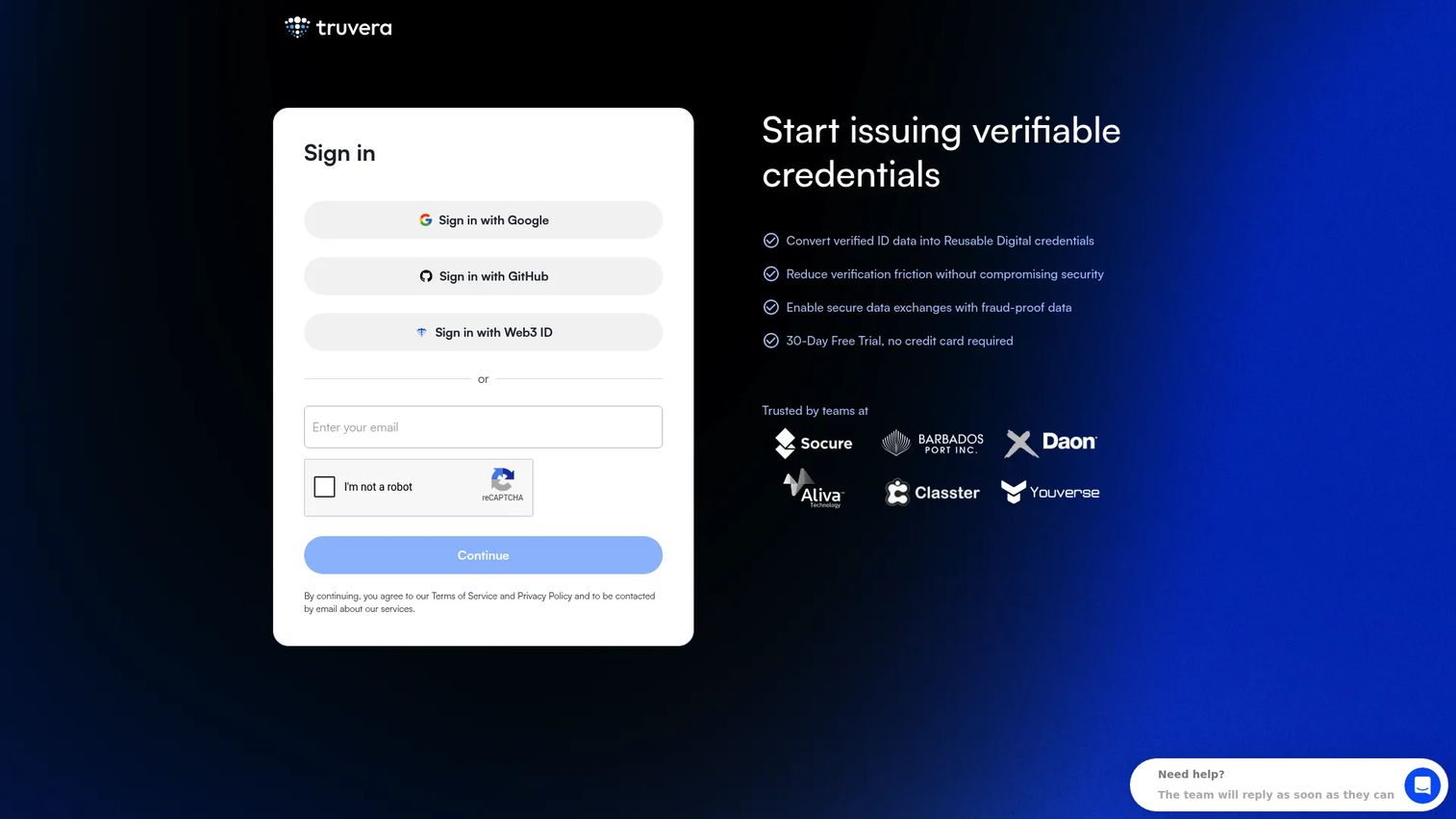 Truvera platform for issuing and verifying reusable digital credentials