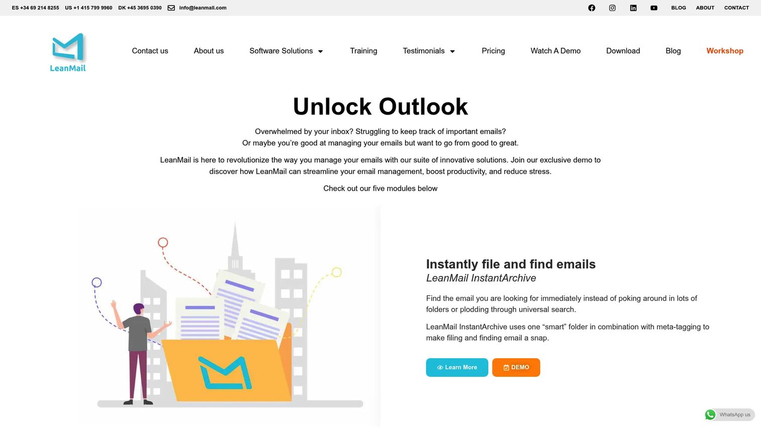 LeanMail homepage screenshot