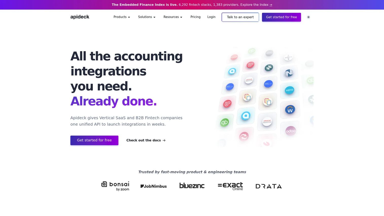 Apideck unified API interface for CRM and accounting integrations