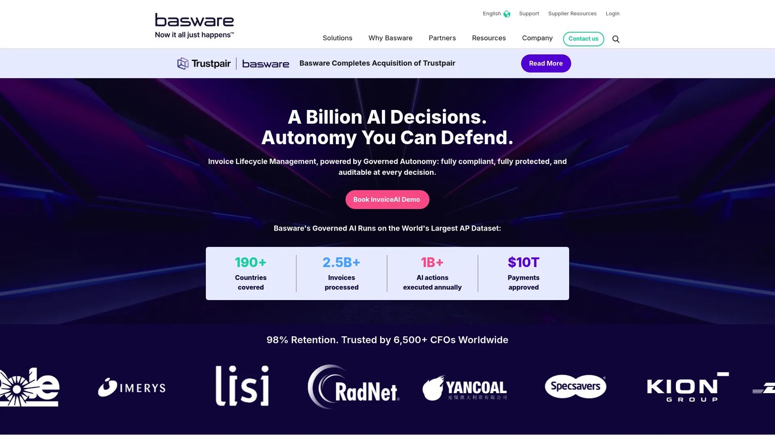 Basware procurement platform with invoice automation and supplier network workflows