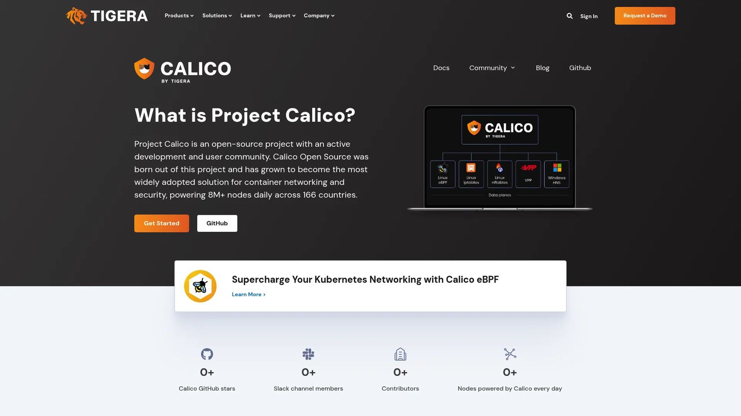 Calico Kubernetes network security and policy enforcement homepage