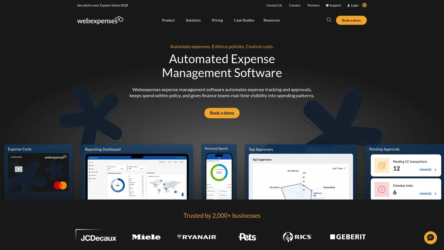 Webexpenses expense management software dashboard