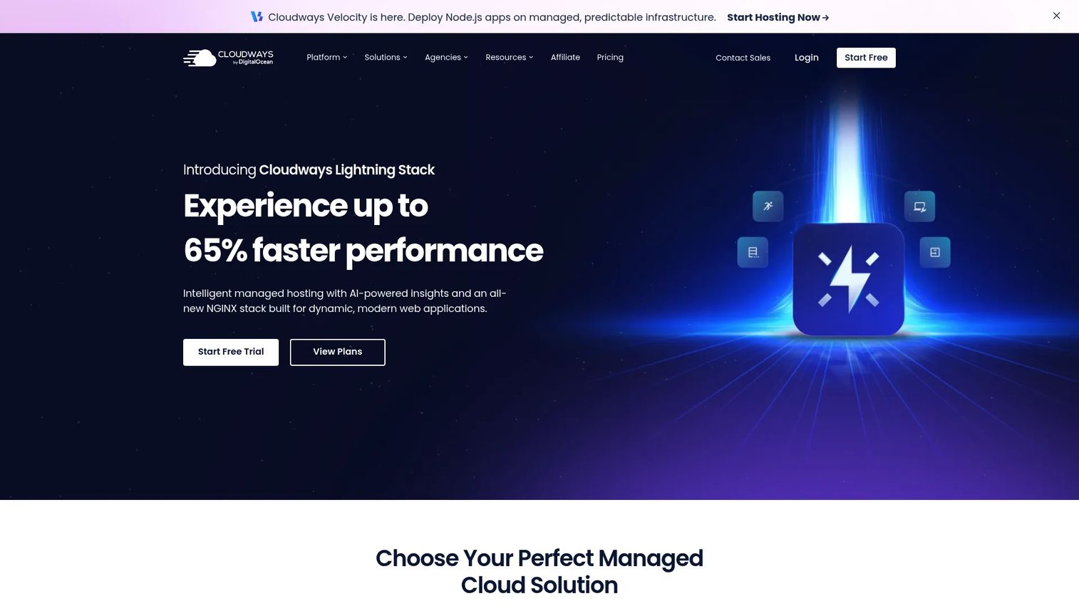 Cloudways managed cloud hosting platform homepage