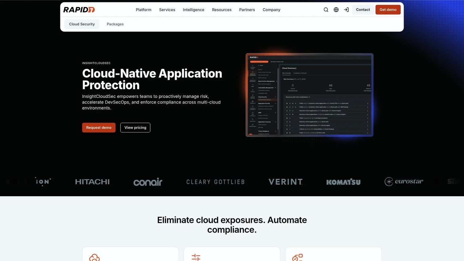 Rapid7 InsightCloudSec cloud security dashboard