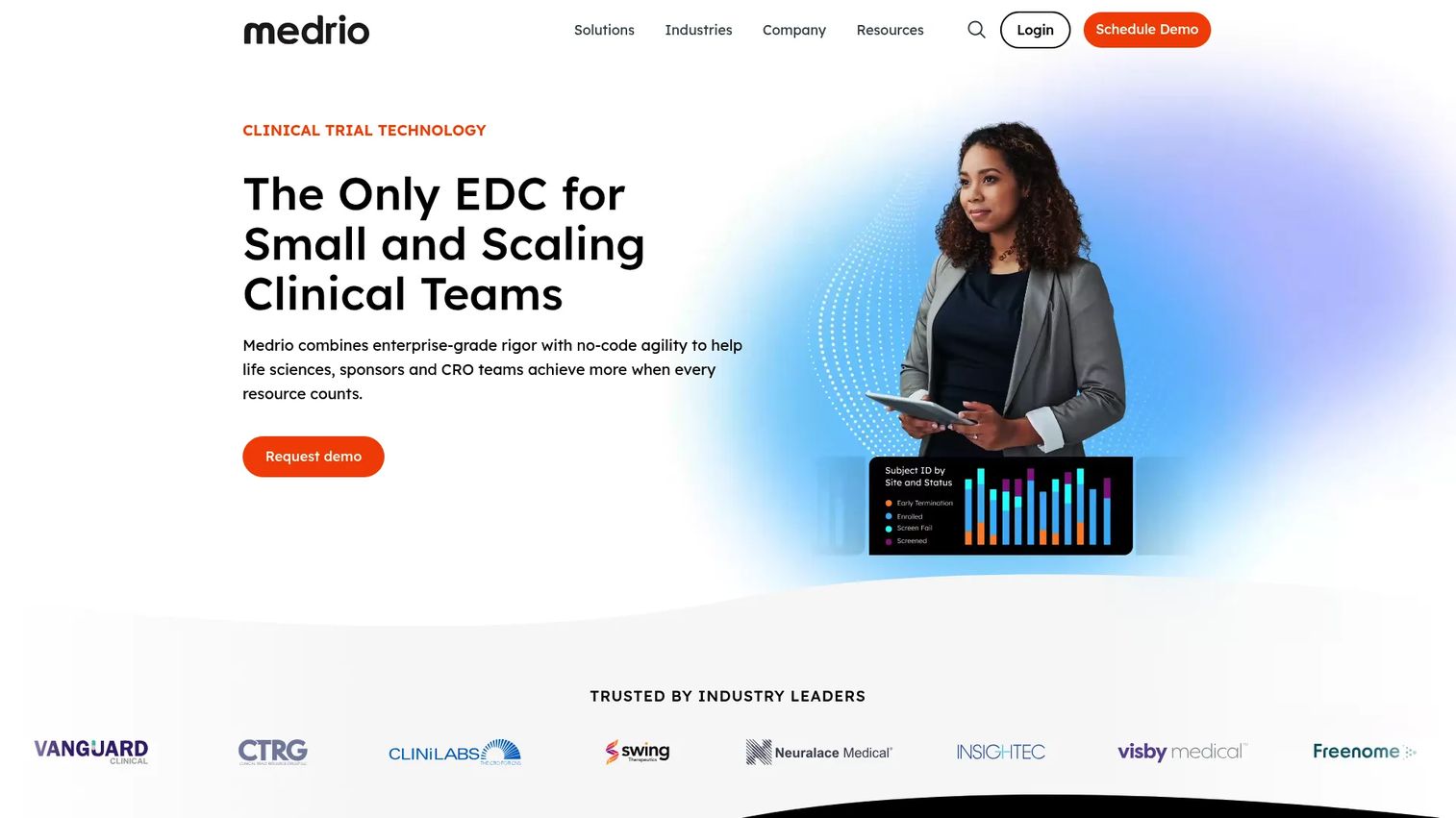Medrio EDC interface for electronic clinical research data capture