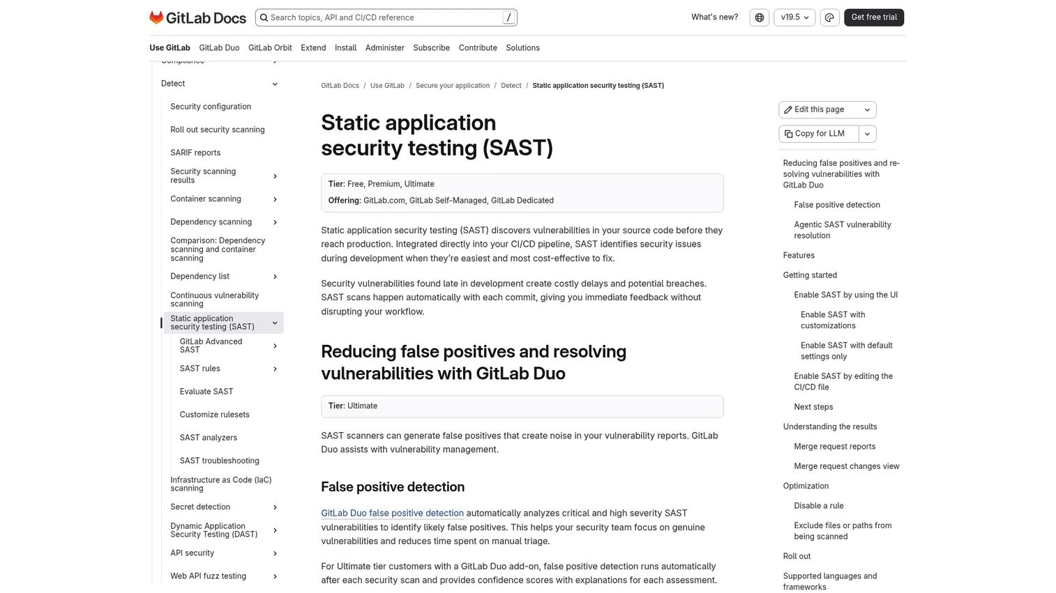 GitLab SAST report inside a CI/CD pipeline