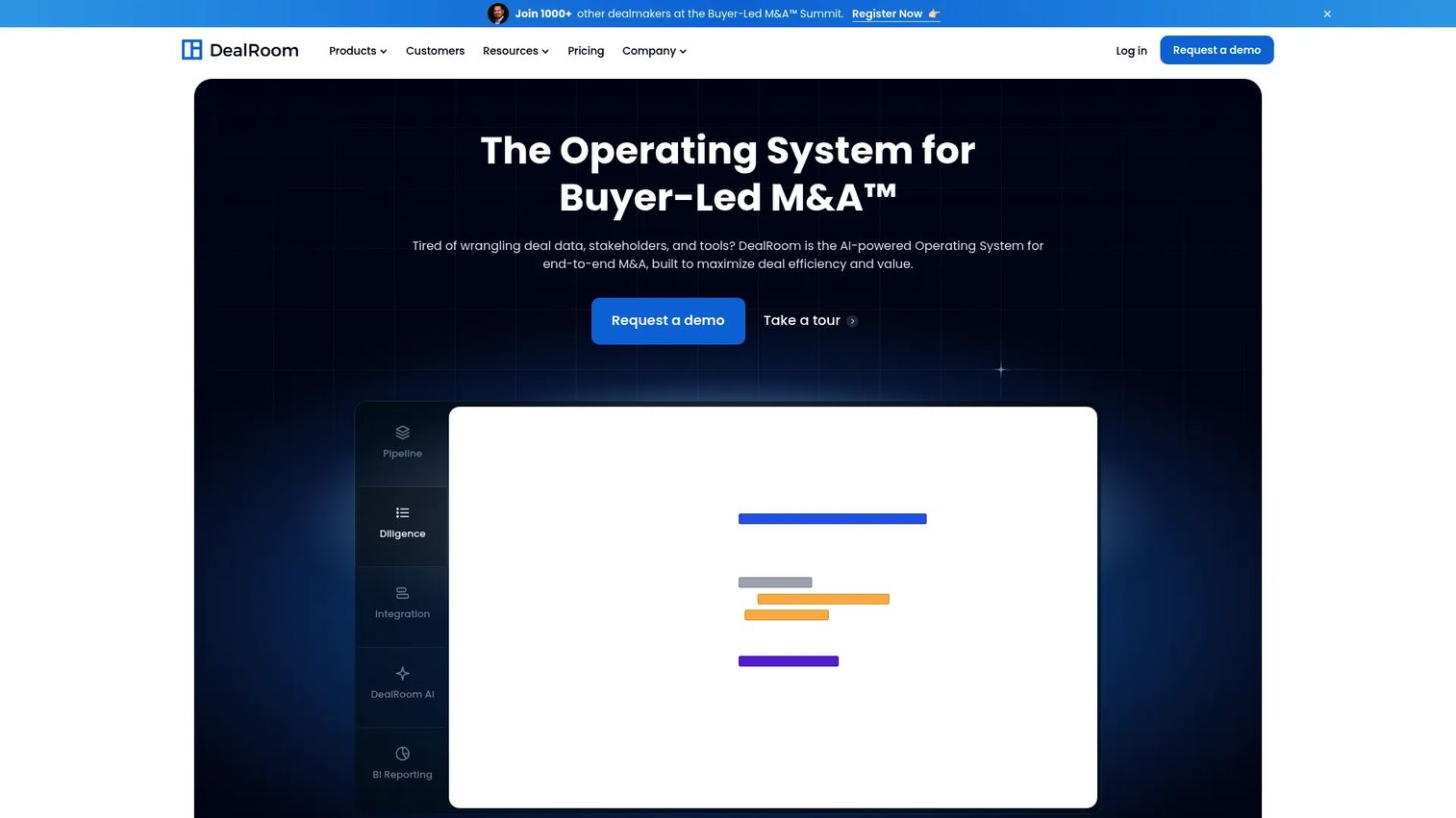 DealRoom M&A software dashboard
