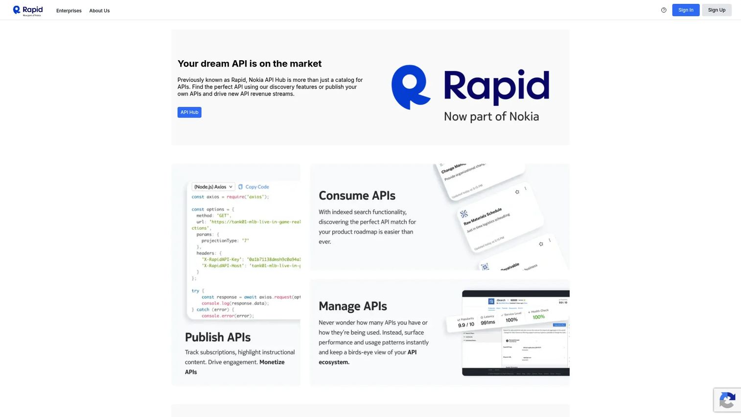 RapidAPI API marketplace catalog interface