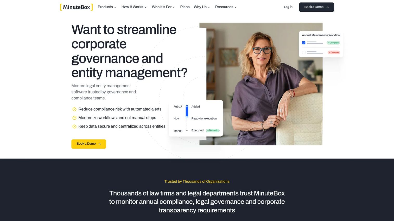 MinuteBox corporate records and entity management platform interface