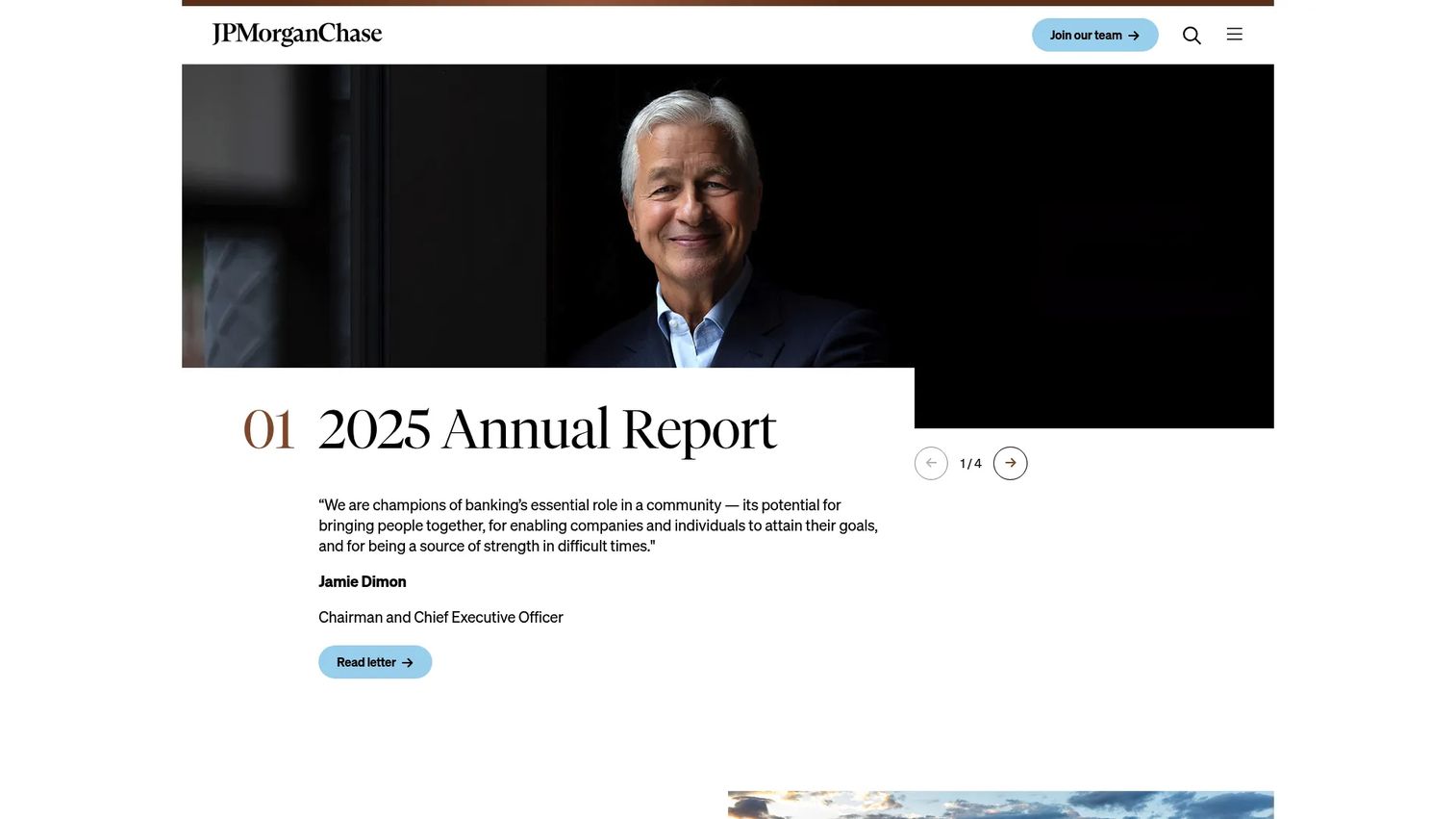 JPMorganChase institutional banking homepage