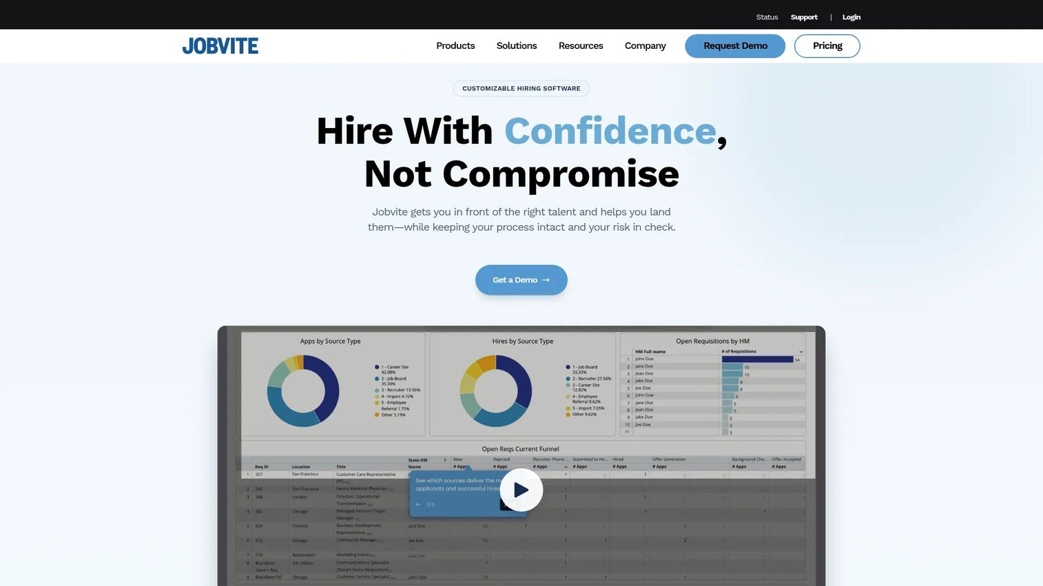 Jobvite homepage screenshot