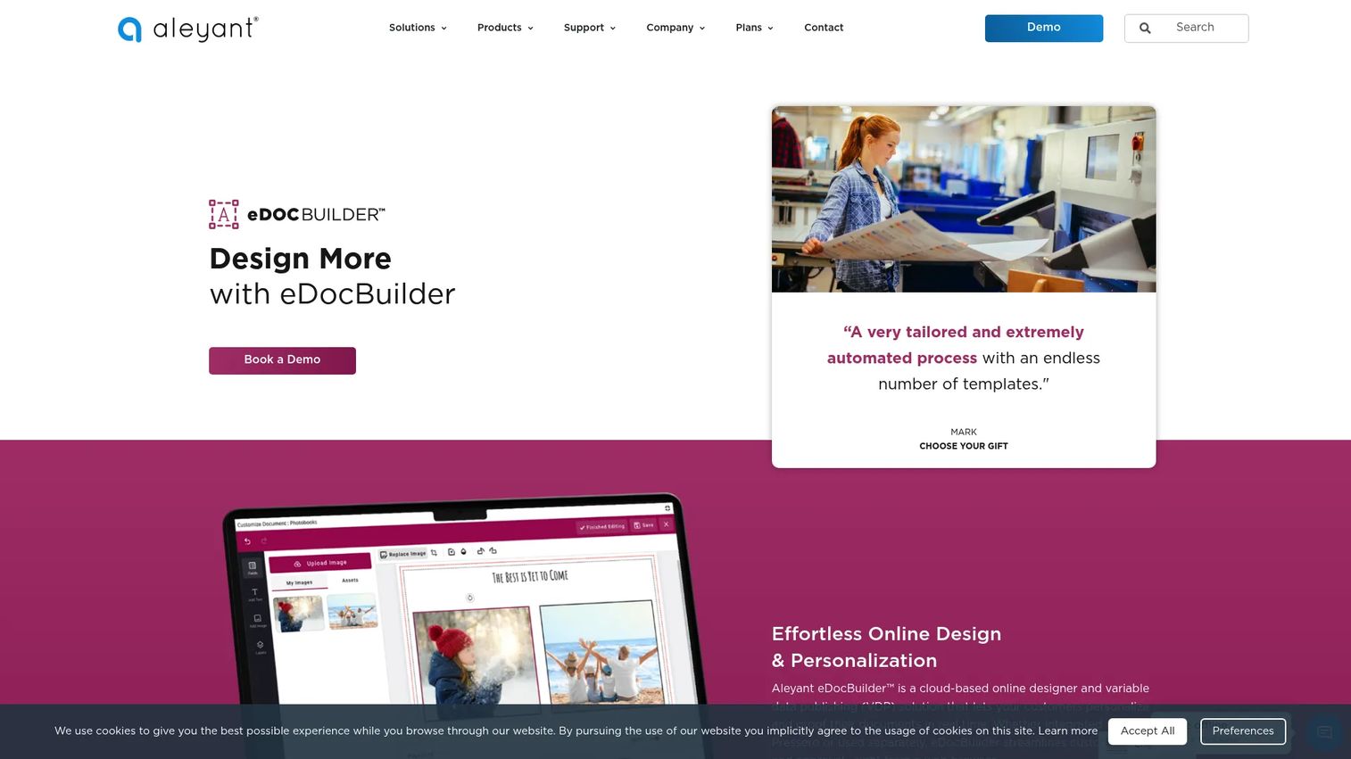 Aleyant eDocBuilder online template editor for personalized print documents
