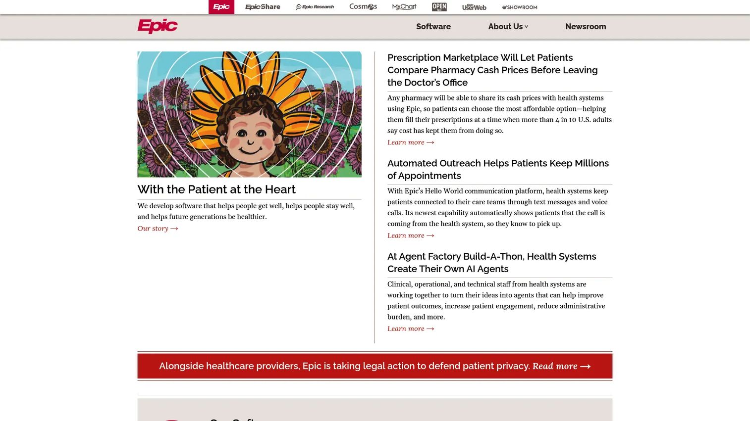 Epic MyChart Bedside homepage screenshot