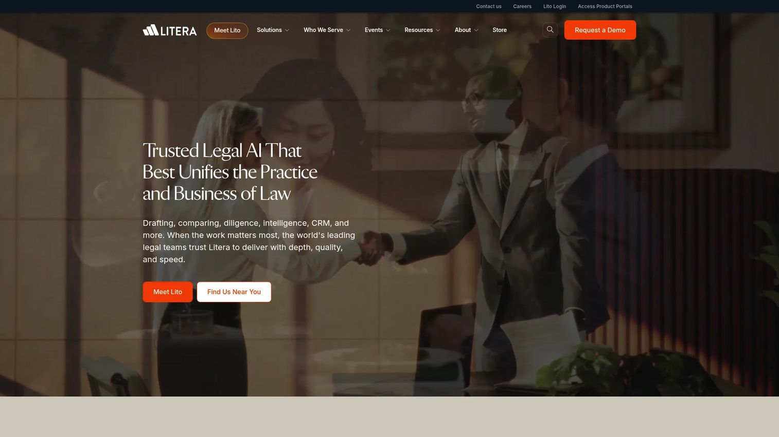 Litera Transact homepage showing legal deal transaction workflow features