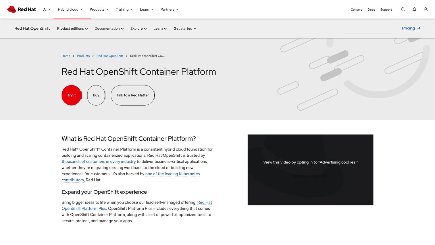 OpenShift Container Platform console for enterprise Kubernetes operations