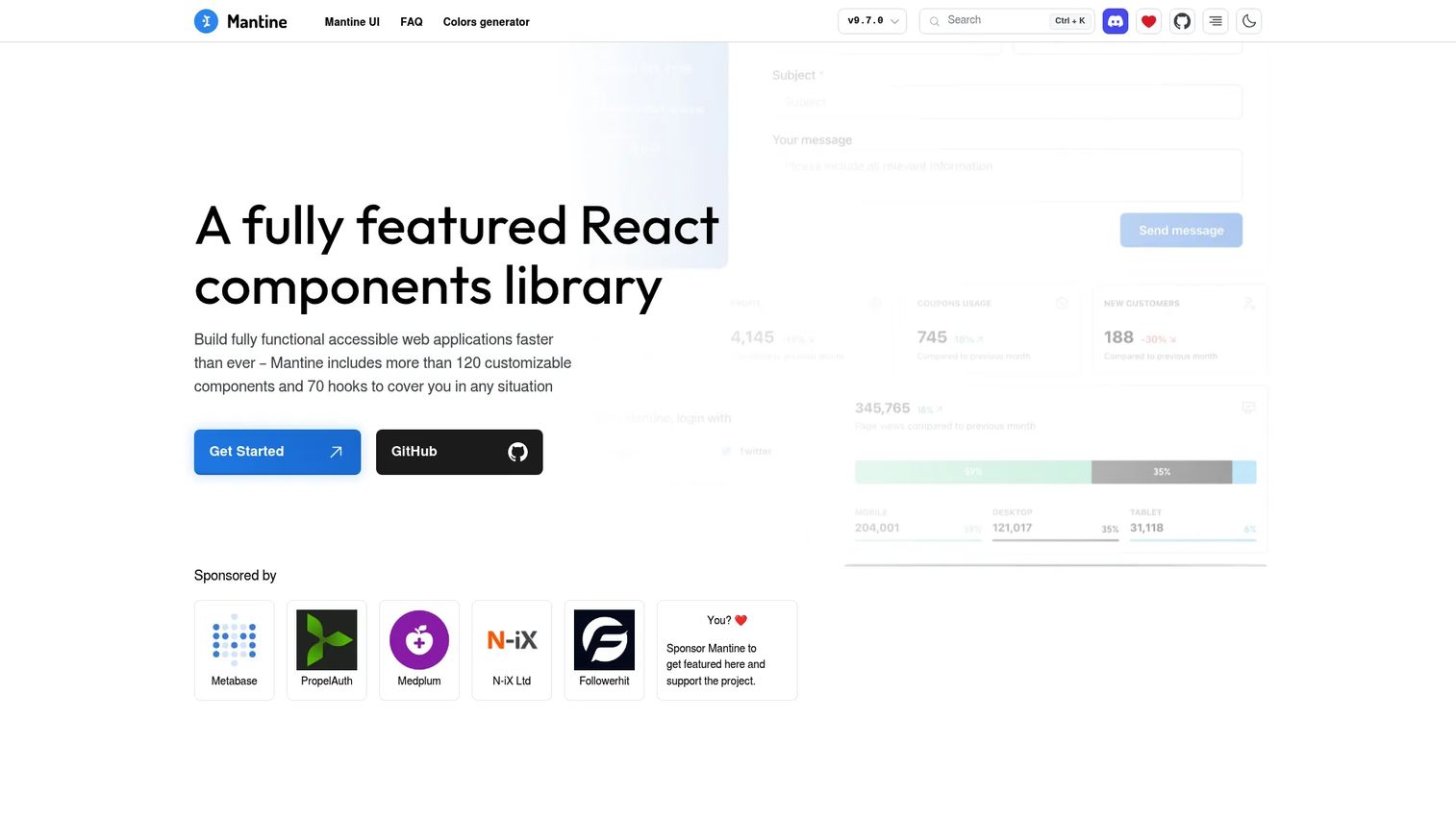 Mantine React components for SaaS product interfaces and application workflows