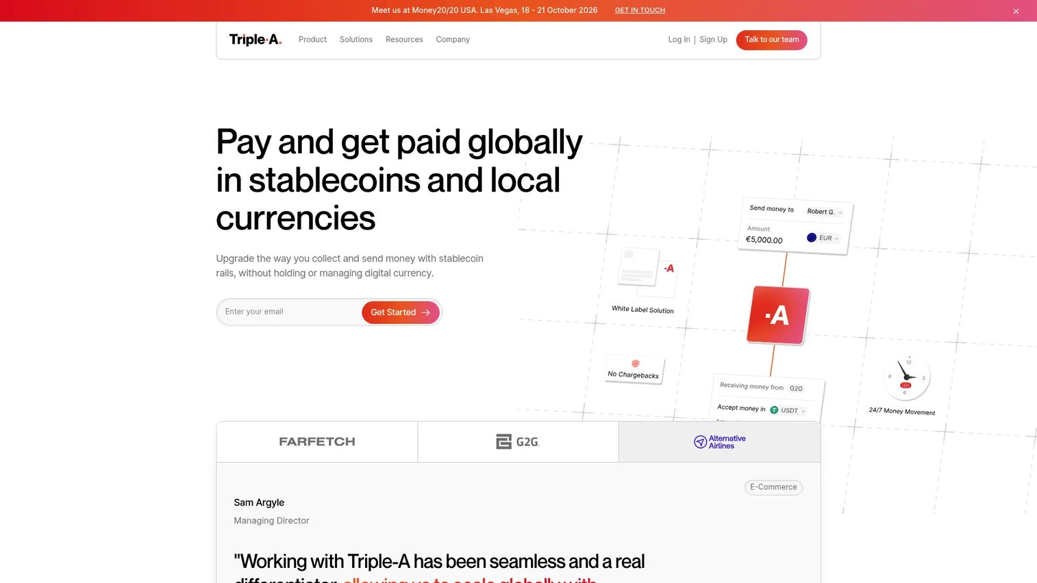 Triple-A homepage screenshot