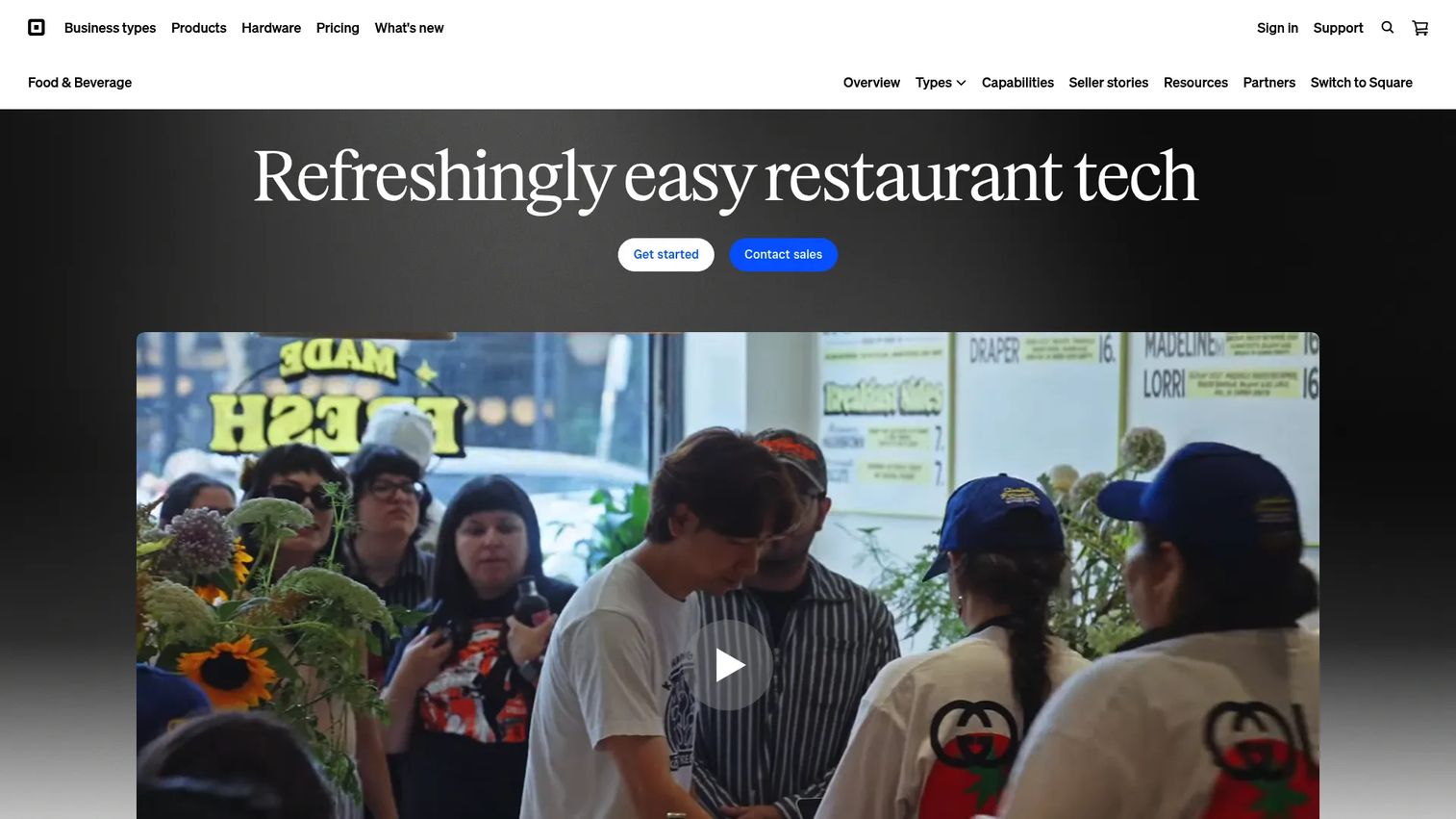 Square for Restaurants POS dashboard and restaurant hardware