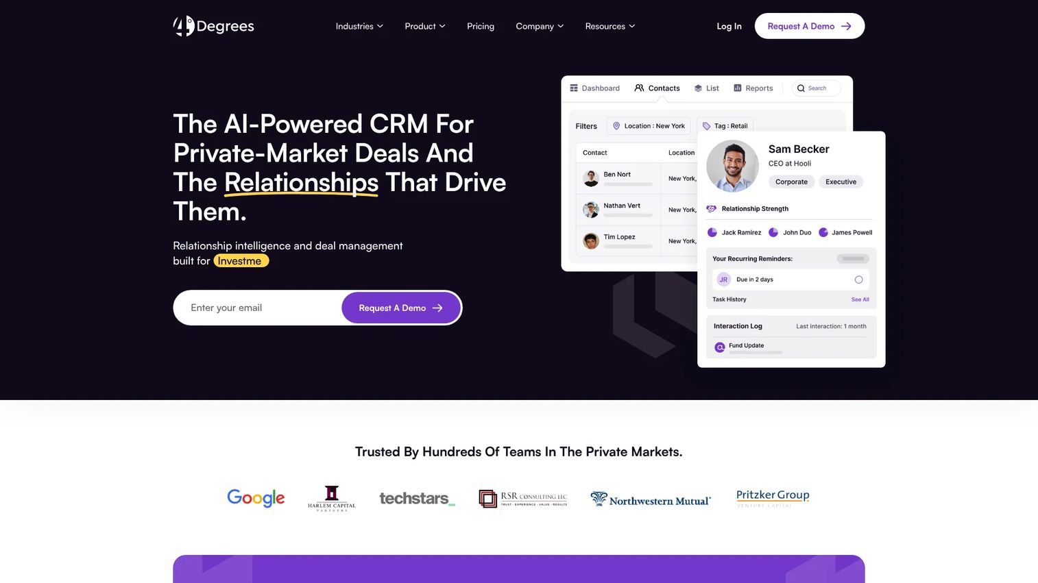 4Degrees relationship mapping for deal sourcing
