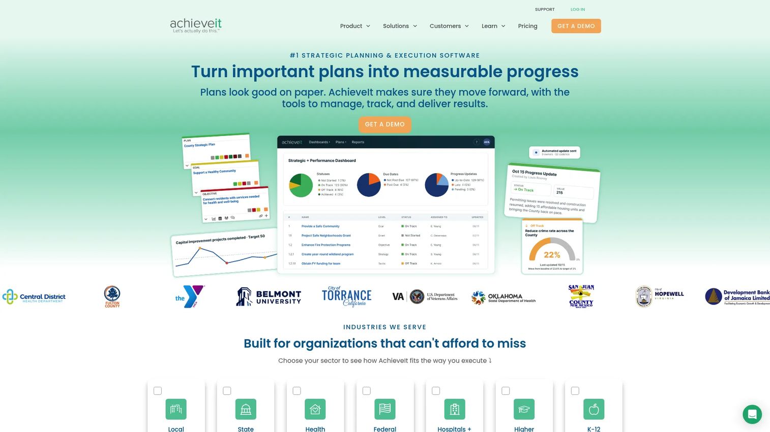 AchieveIt homepage screenshot