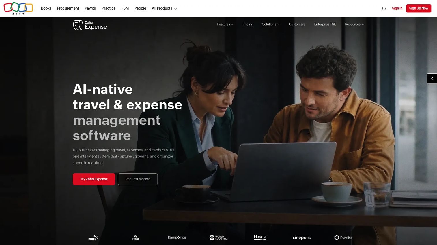 Zoho Expense travel and expense dashboard