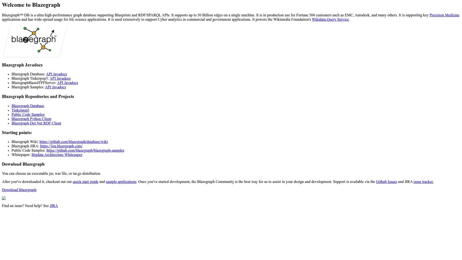 Blazegraph RDF triplestore with SPARQL endpoint support