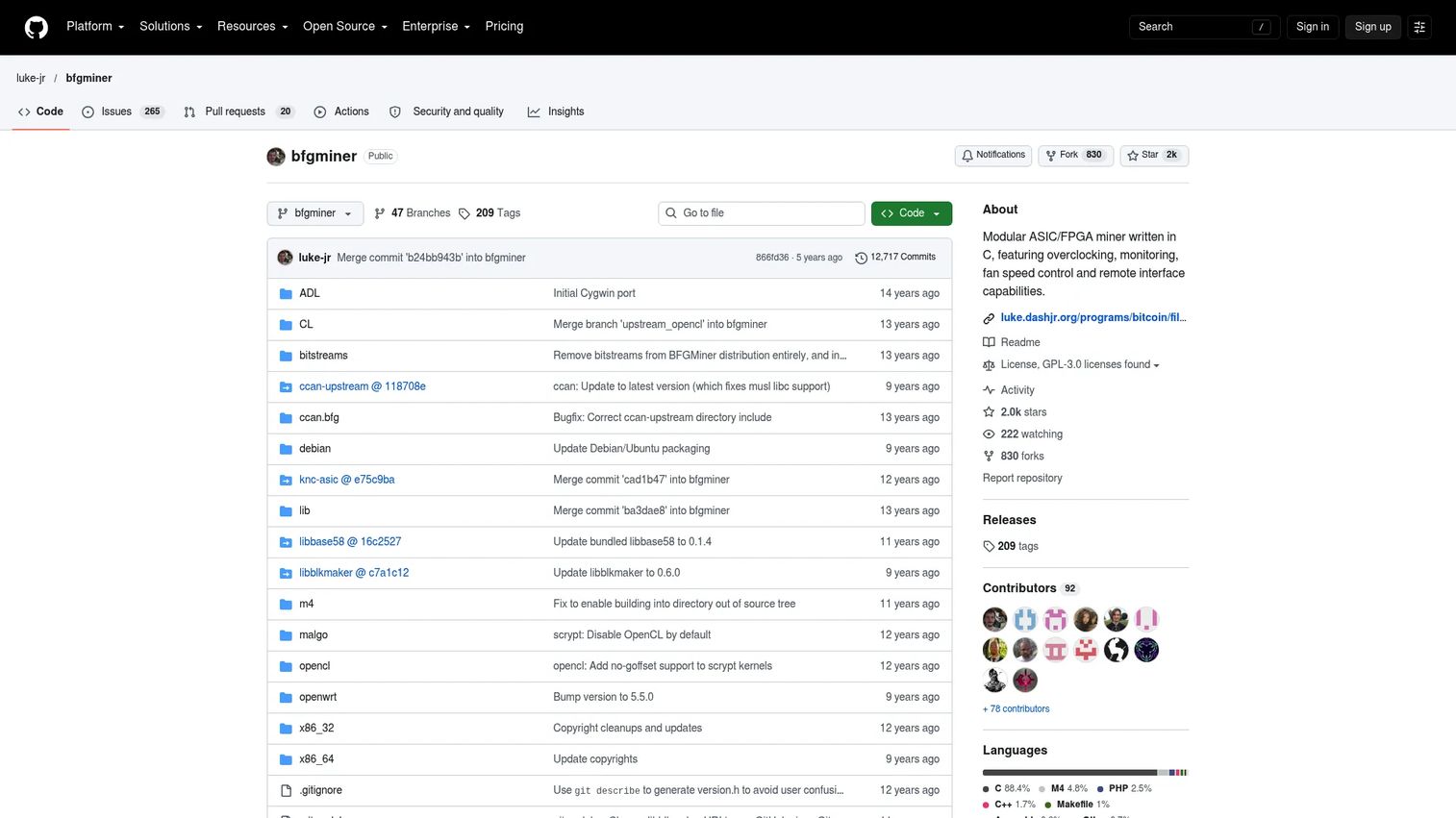 BFGMiner command-line Bitcoin mining software