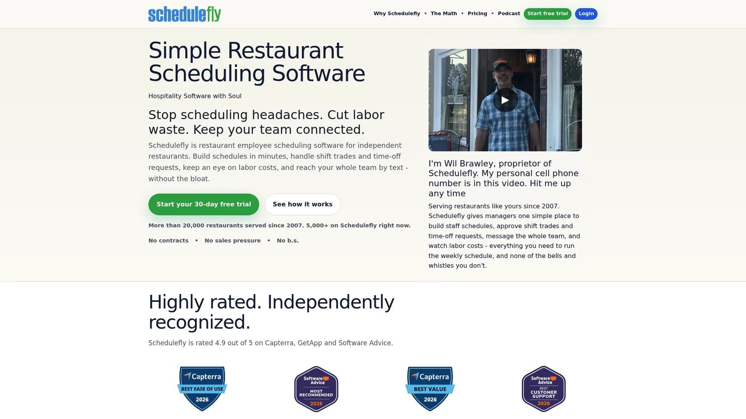 Schedulefly restaurant scheduling software homepage
