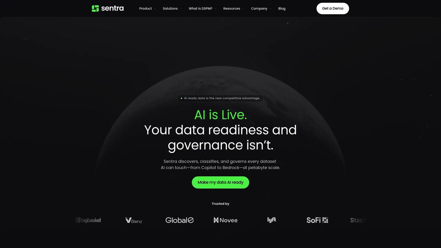 Sentra dashboard showing sensitive-data classification and cloud posture risks